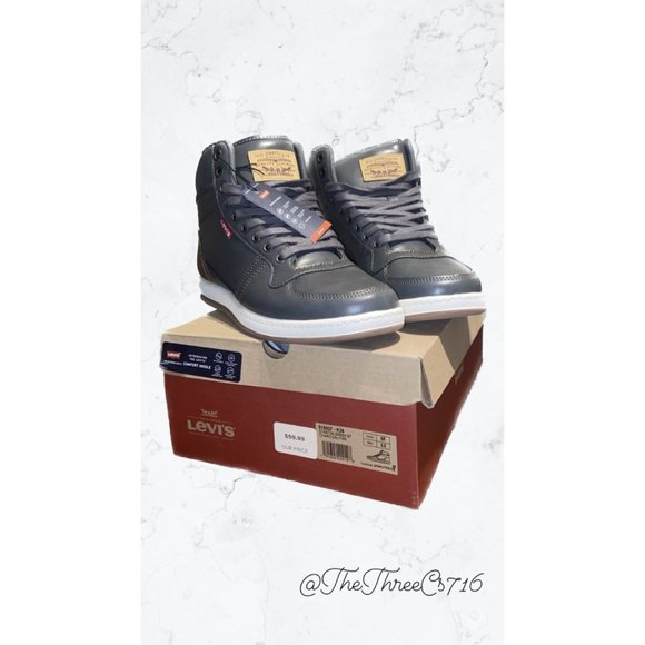 Levi's Other - Levi Mens size 8.5 Charcoal and Tan High Tops NWT and NIB